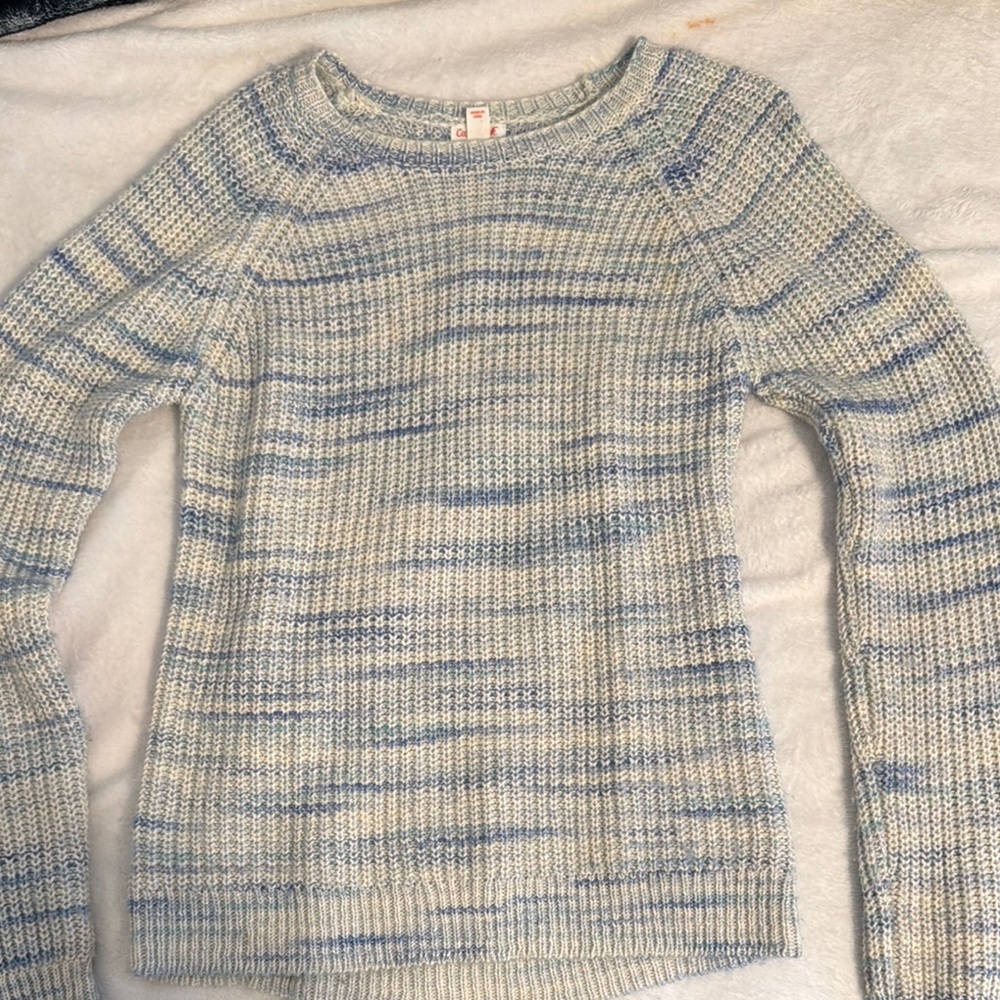Cat & Jack Blue and White Crew Neck Sweater